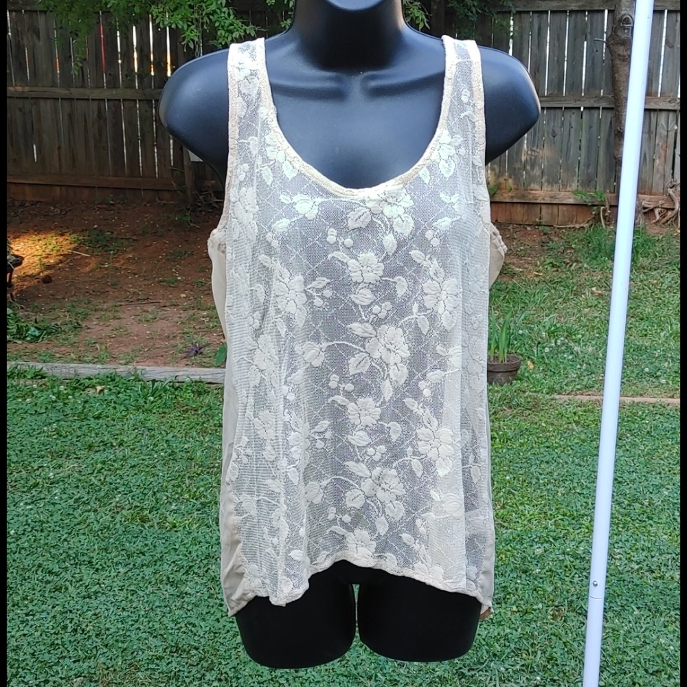 Sheer lace tank top